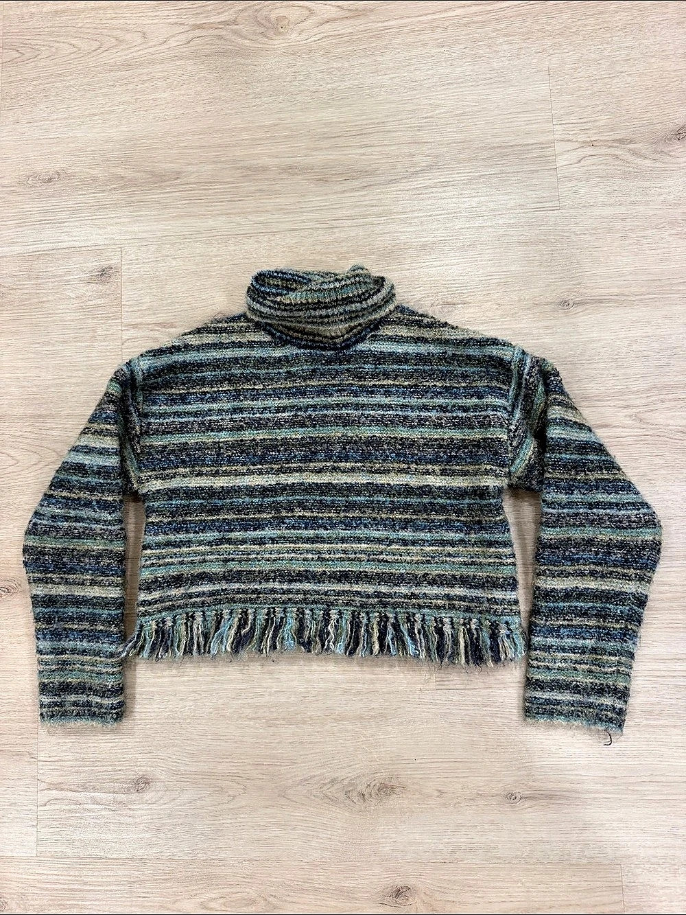 Zara Striped Turtleneck Sweater Girls 9-10 Blue & Green